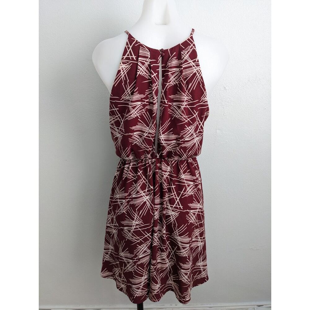 Article Medium Halter Shift Mini Dress Maroon White Abstract Print Sleeveless - Picture 11 of 15